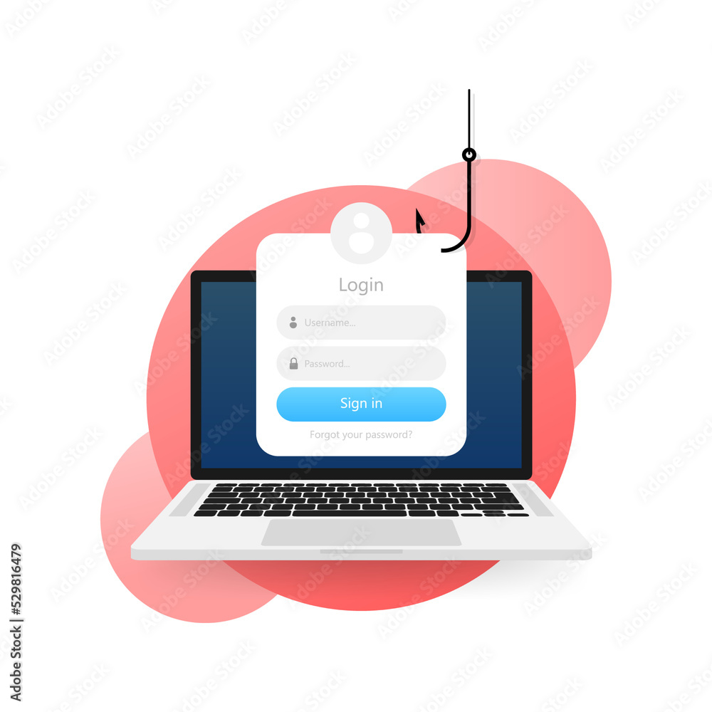 Aufkleber phishing scam, hacker attack. computer hack concept. cyber security concept. message icon
