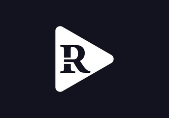 Play button symbol vector and play button logo with letter R
