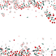 Pink Herb Background White Vector. Berries Silhouette Illustration. Red Foliage Gradation. Tree Design. Leaf Wallpaper.