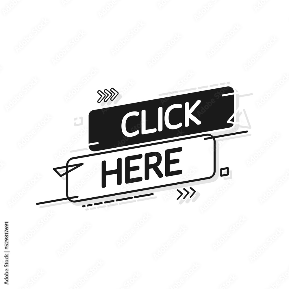 Poster icon with click here banner for web marketing design. flat deign. social media element. vector illus