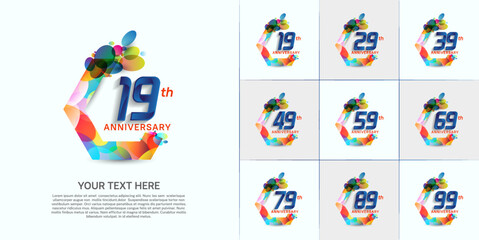 Fototapeta premium set of anniversary with colorful color can be use for celebration moment