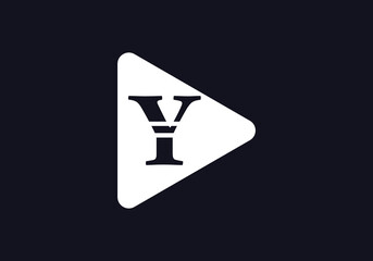 Play button symbol vector and play button logo with letter Y
