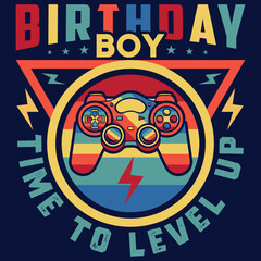 Birthday boy, video game controller t-shirt design, gaming quotes design,
