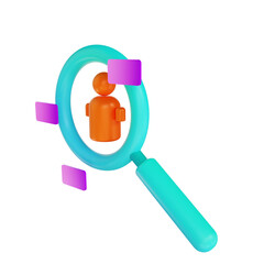 3D illustration magnifying glass and usability audit