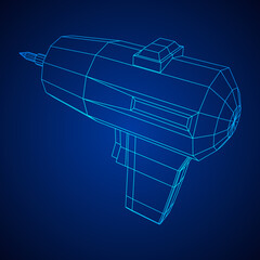 Drill electric device wireframe low poly mesh