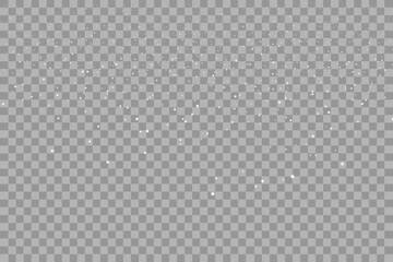 Falling snow on a transparent background.
