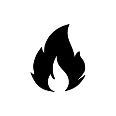 Fire icon isolated on white background. Black fire element suitable for web design