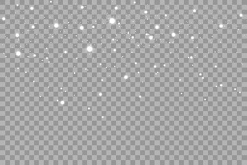 Falling snow on a transparent background.