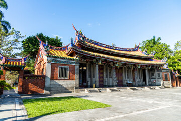 Old building view of the Confucius Temple in Taipei, Taiwan. This is a historical heritage with a Chinese-style building that is over several hundred years old.