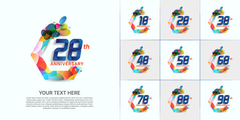 set of anniversary with colorful color can be use for celebration moment