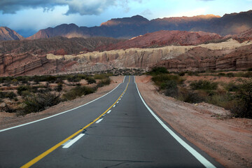 Mountain road in the mountain landscape of Argentina