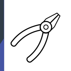 Pliers, web icon, isolated icon on white background, construction, repair, construction tools