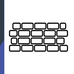 wall with small stones, web icon, isolated icon on white background, construction, repair, construction tools
