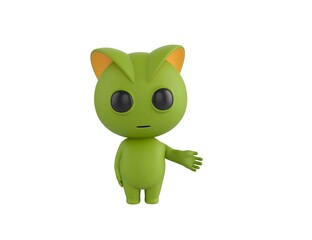 Obraz premium Green Monster character giving his hand in 3d rendering.
