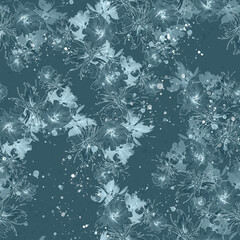 Watercolor graphic flowers. Field bouquet. fashion illustration. Orchid flowers, poppy, cornflower, pansies, viola, field or garden flowers. Watercolor abstract. Seamless art background