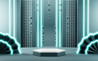 3D rendering of blank product background for cream cosmetics Modern blue pastel podium background