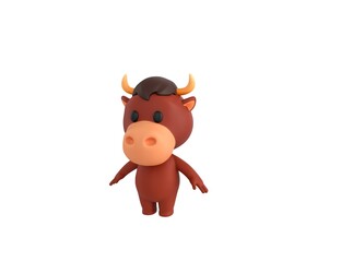 Little Bull character standing in T-Pose in 3d rendering.