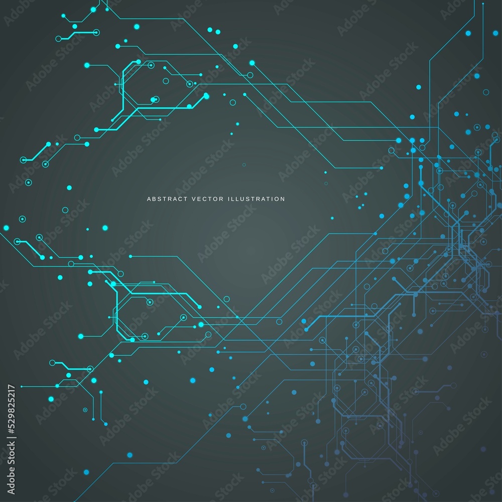 Poster circuit board futuristic technological processes digital technology background copy space vector ill