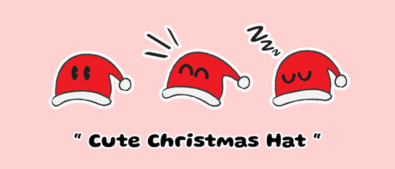 Cute Hand Drawn Christmas Hat Illustration Set