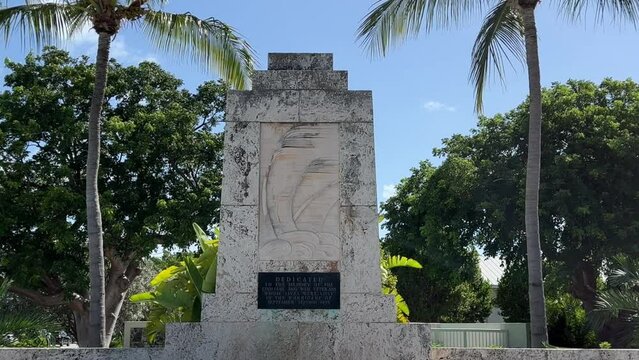 A Hurricane Monument dedicated to 408 people dead during the 1935 Labor Day weekend in the Florida Keys in Islamorada, Florida.
