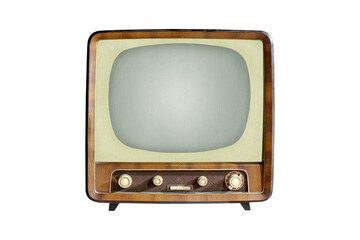 Vintage CRT TV set isolated cutout