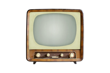 Vintage CRT TV set isolated cutout
