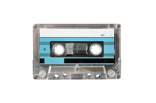Retro music audio tape cassette isolated