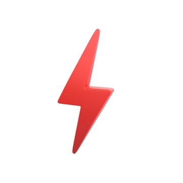 Red Lightning symbol  in 3D rendering.