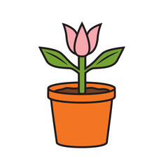Potted pink tulip floral graphic icon