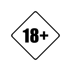 Sign of Adult Only Icon Symbol for Eighteen Plus (18+) and Twenty One Plus (21+) Age. Vector Illustration