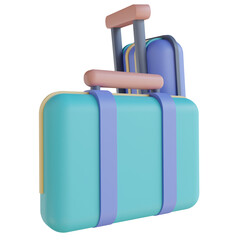 3D illustration clothes suitcase
