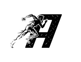 logo vector of run athlete with letter A.