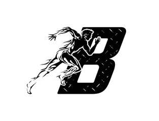 logo vector of run athlete with letter B.