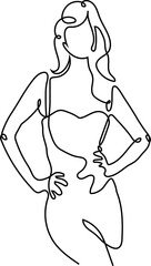 Continuous line drawing. Woman body. Vector Illustration for banner,spa,tshirt,product