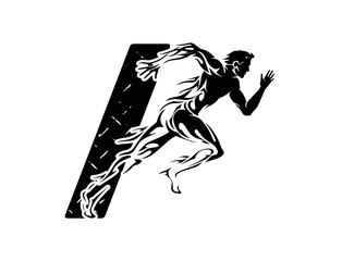 logo vector of run athlete with letter I.