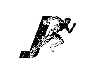 logo vector of run athlete with letter J.