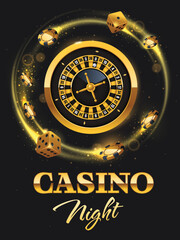 Casino Night Flyer with roulette wheel