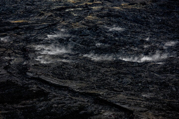 Hot lava field with smoke