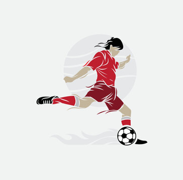 red soccer player kicking ball clip art preview