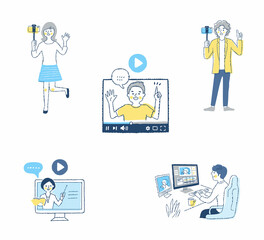 さまざまな動画配信のシーン　セット