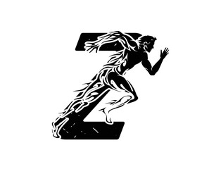 runner logo with letter Z, sports and fitness logo