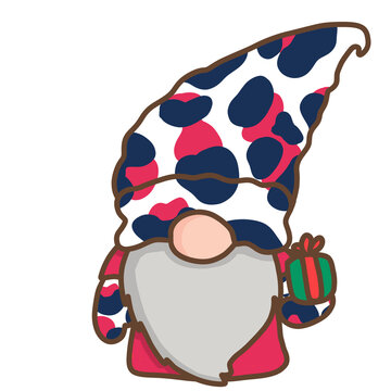Gnome with Leopard hat and present