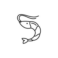 Shrimp line art icon design template vector illustration