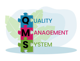 QMS - Quality Management System acronym. Business concept background. Vector illustration with keywords and icons. lettering illustration with icons for banner, flyer, landing page