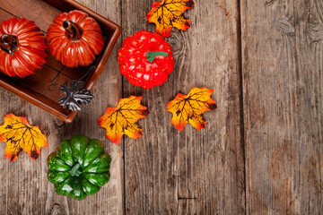 Autumn decorations and pumpkins