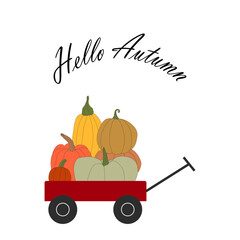 cart full of pumpkins. Thanksgiving and Halloween vector illustrations