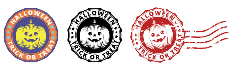 halloween pumpkin stamp, badge set