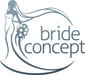Bride Silhouette Flower Bouquet Concept