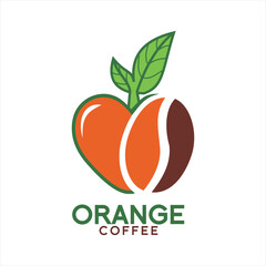 Orange design logo vector with coffee beans.