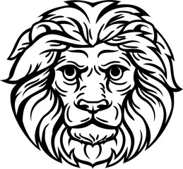 Naklejka premium Woodcut Lion Head Concept